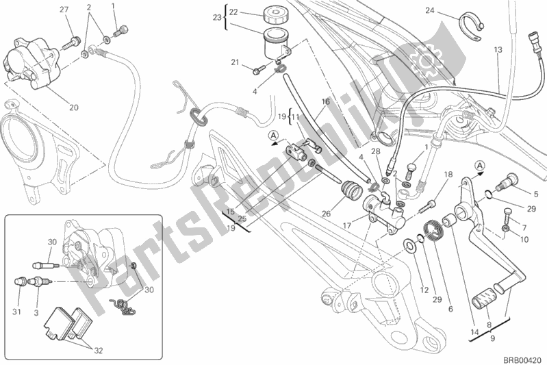 Todas as partes de Sistema De Freio Traseiro do Ducati Monster 796 ABS USA 2013